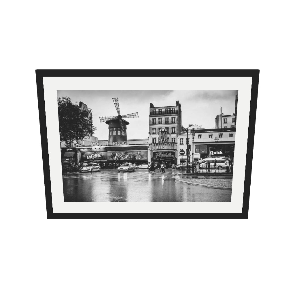 [ah-ar-v1:a1289c0c8fb1c17c10e9e8f2] Monochrome Moulin Rouge Art Print — 50 x 70 cm, black frame (AR scale)