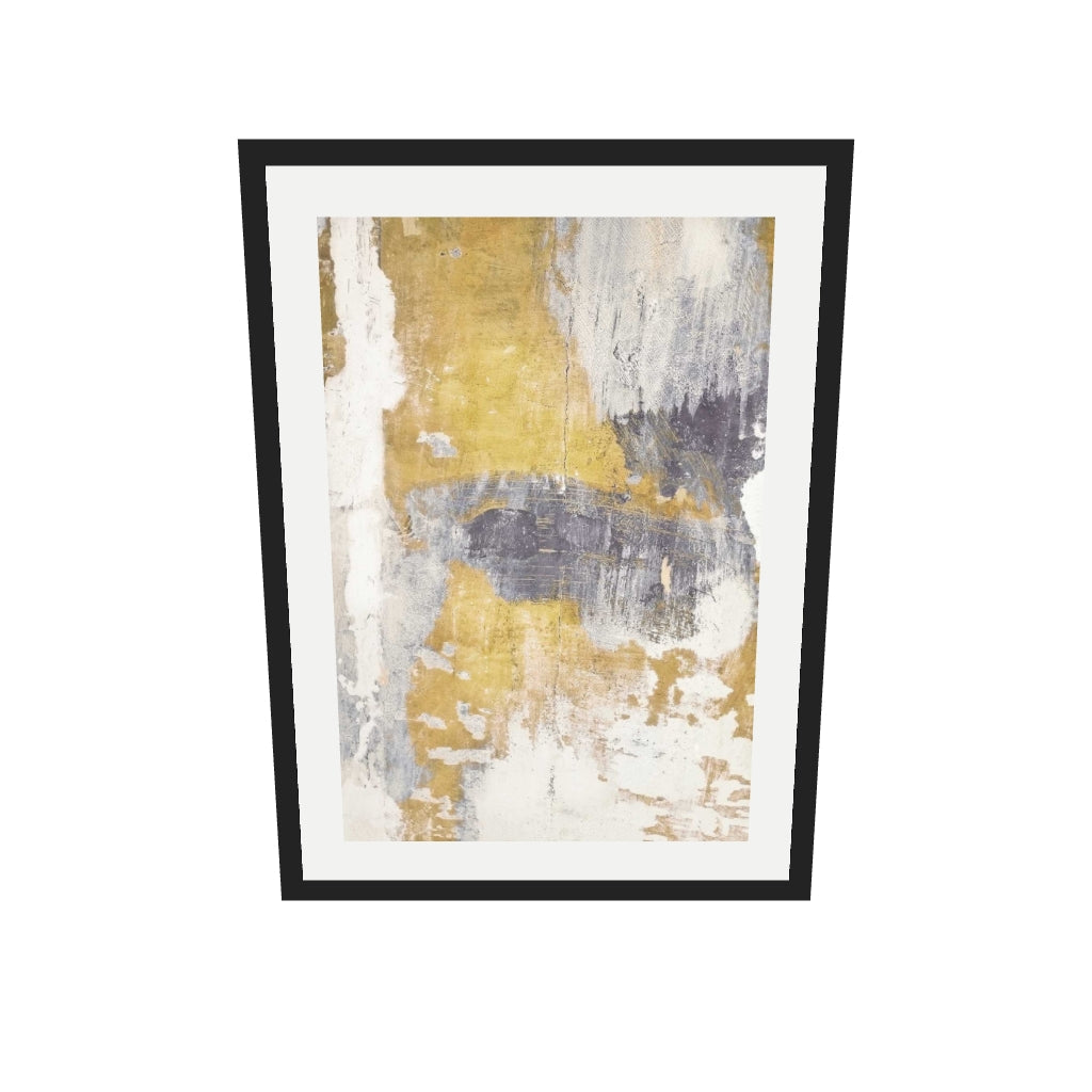 [ah-ar-v1:e517ab13df9ab05e763c4ce9] Gold & Grey Texture Wall Art Print — 50 x 70 cm, black frame (AR scale)