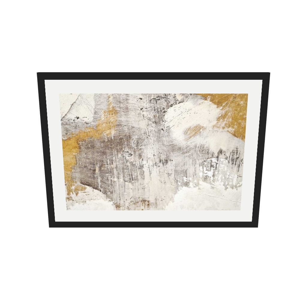 [ah-ar-v1:9ef63039b691ef37a2570dde] Golden Abstract Texture Wall Art Print — 50 x 70 cm, black frame (AR scale)
