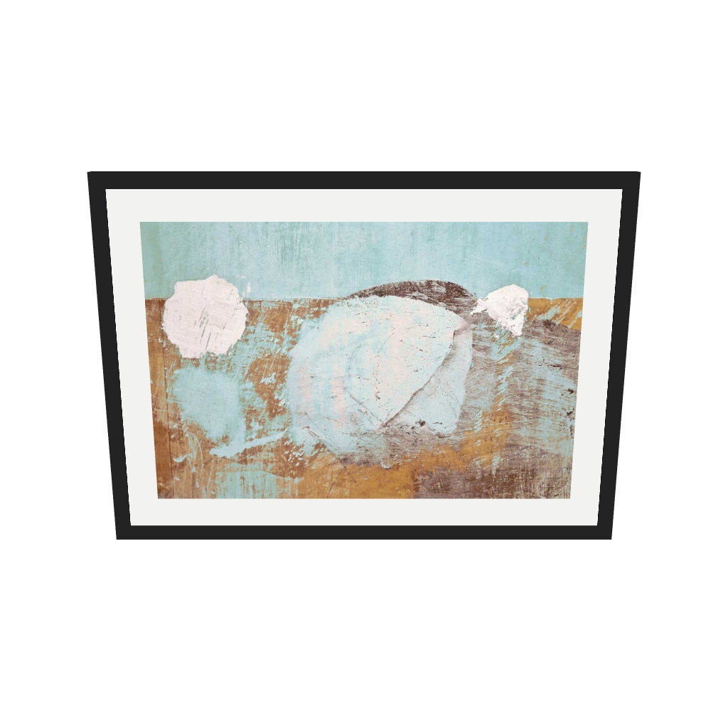[ah-ar-v1:3337384e918e9852e9c4b909] Gold & Teal Texture Wall Art Print — 50 x 70 cm, black frame (AR scale)
