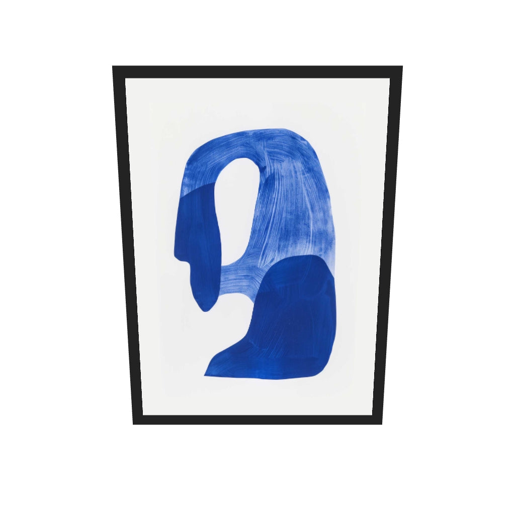 [ah-ar-v1:e2a2bb6d3c08cf02aa893016] Blue Abstract Rock Wall Art Print — 50 x 70 cm, black frame (AR scale)