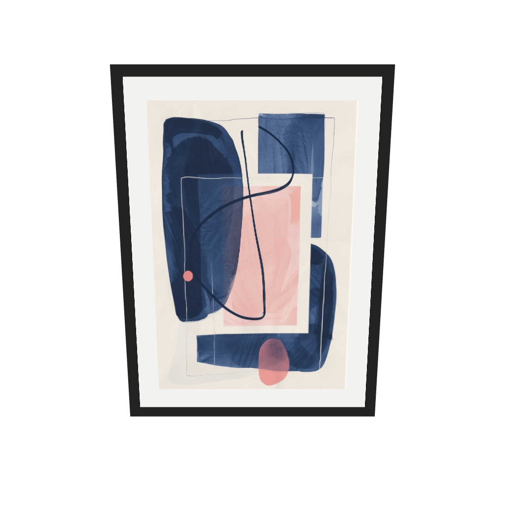 [ah-ar-v1:a783bed006508dcb63606a22] Navy And Pink Wall Art Print — 50 x 70 cm, black frame (AR scale)