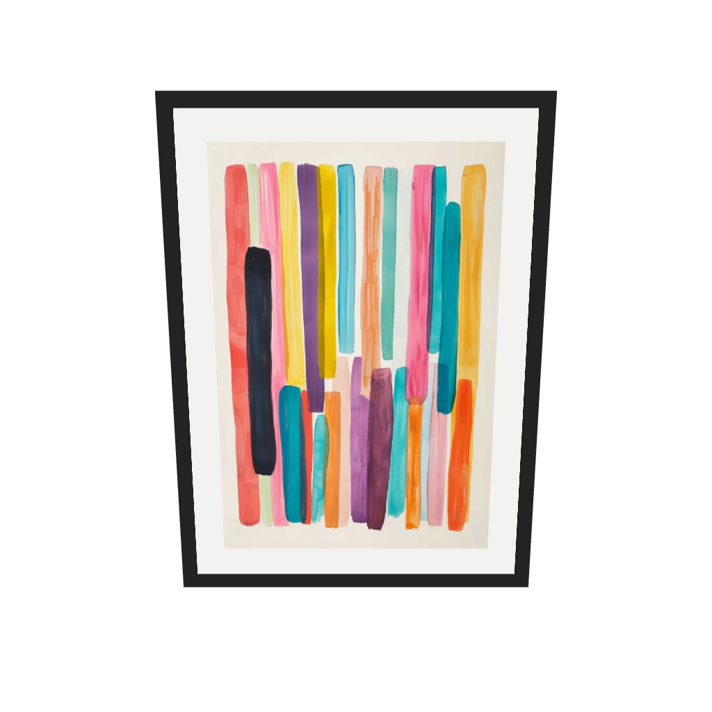 [ah-ar-v1:45f4322624866ca644c1ce8c] Abstract Rainbow Wall Art — 50 x 70 cm, black frame (AR scale)