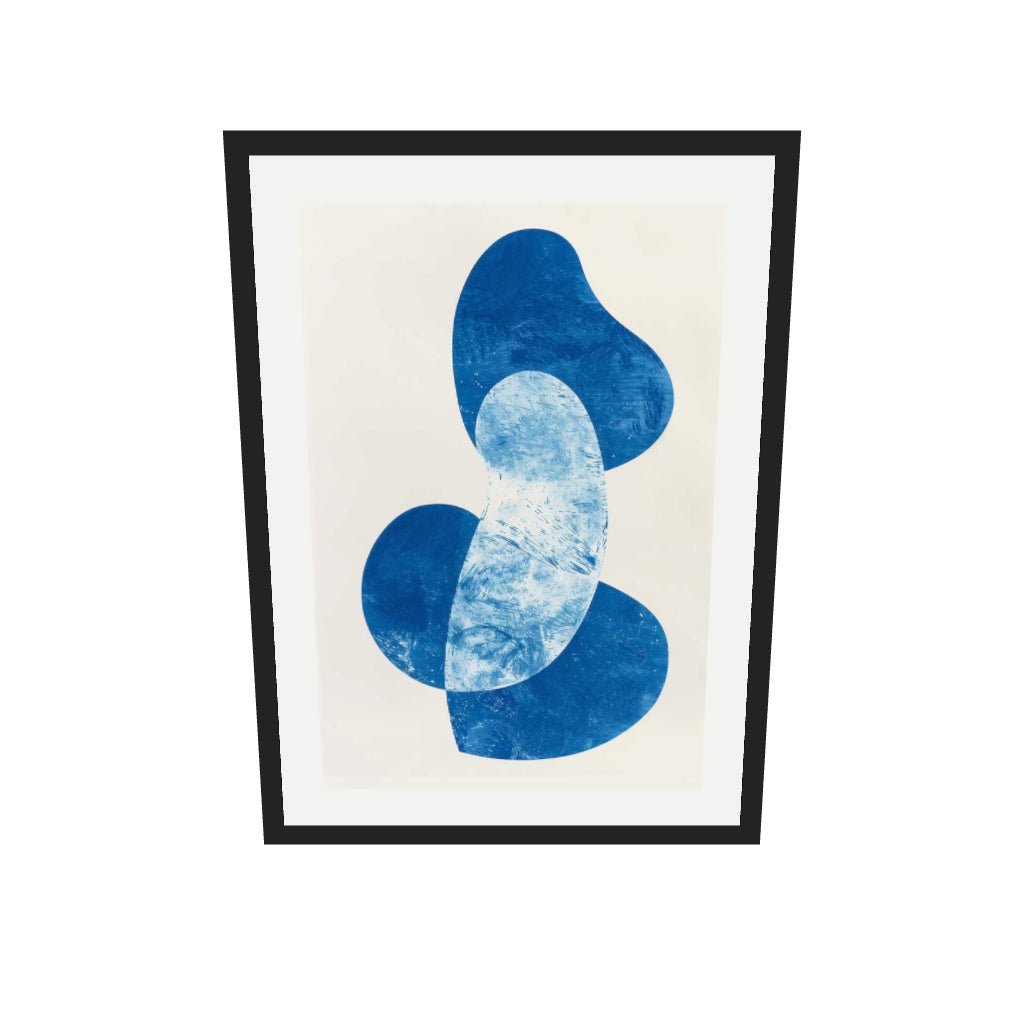 [ah-ar-v1:461b87fbcca7c6860eacddb6] Blue Abstract Whale Wall Art — 50 x 70 cm, black frame (AR scale)