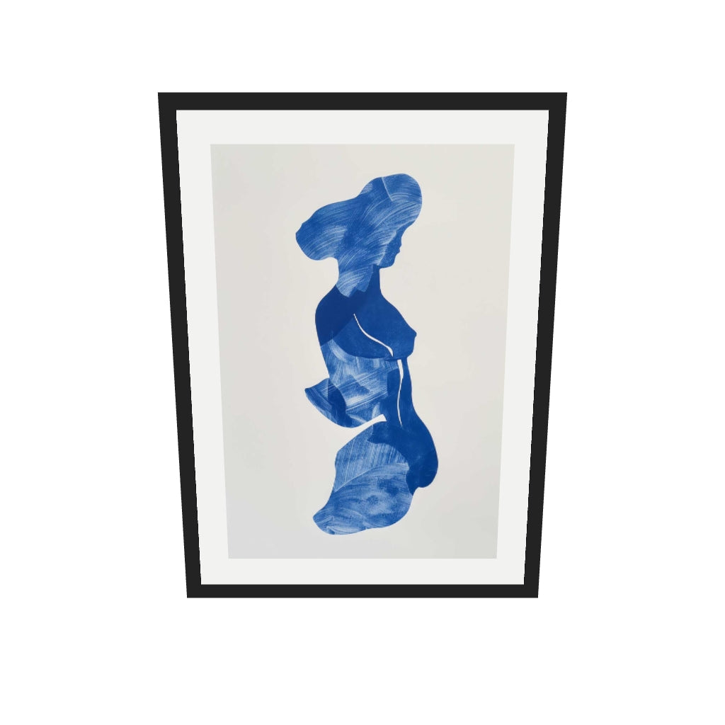 [ah-ar-v1:8809772eef3a72b83cde2779] Blue Abstract Wall Art Print — 50 x 70 cm, black frame (AR scale)