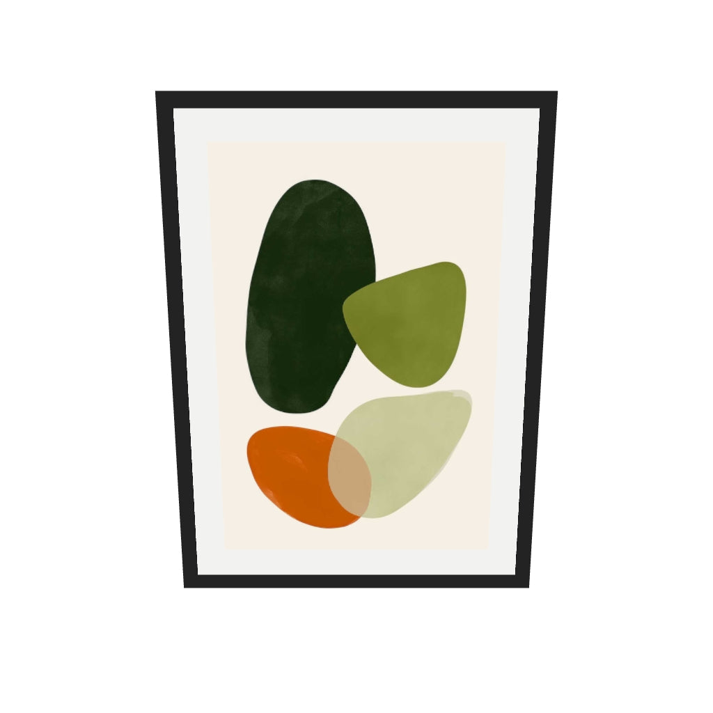 [ah-ar-v1:ba3c2b001fa3481be4c1a2ae] Organic Abstract Motif Wall Art — 50 x 70 cm, black frame (AR scale)