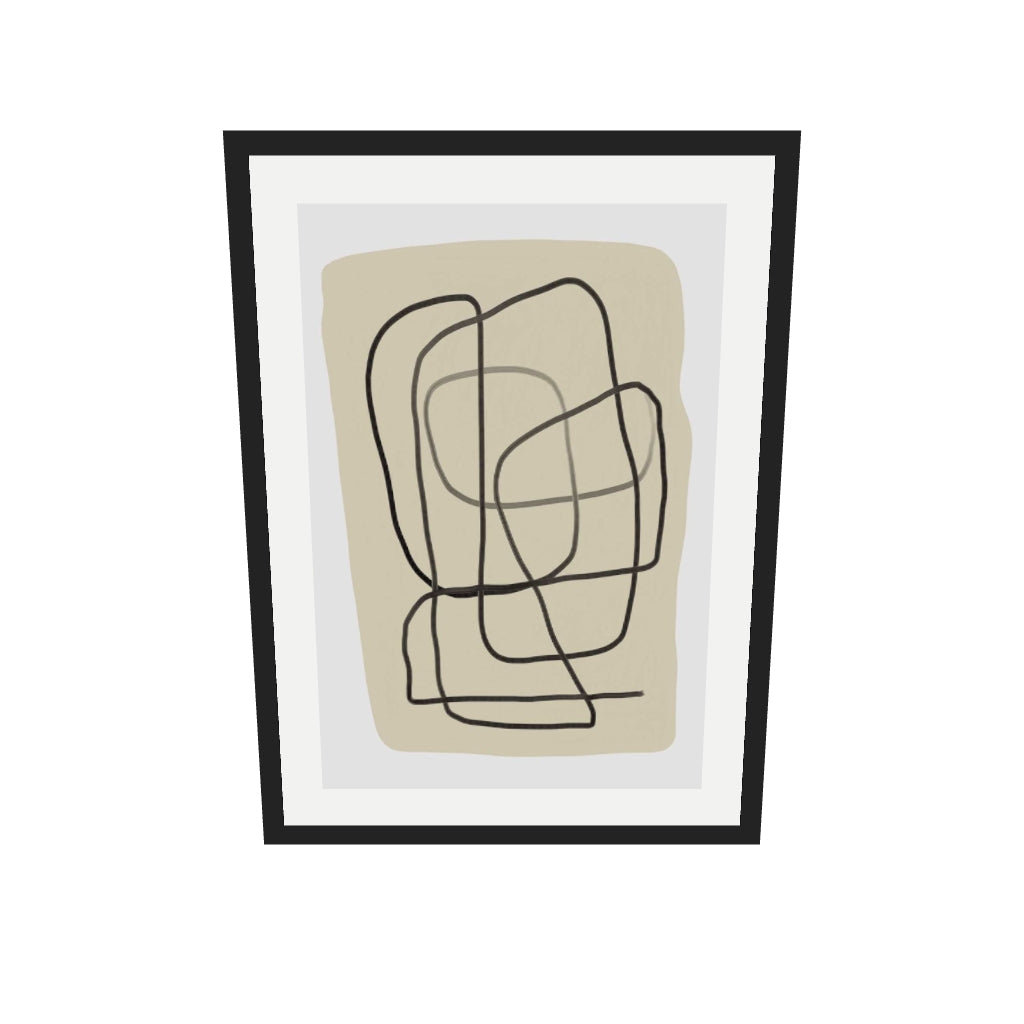 [ah-ar-v1:c877d4535ea8d8623cd0774a] Maze Line Wall Art — 50 x 70 cm, black frame (AR scale)