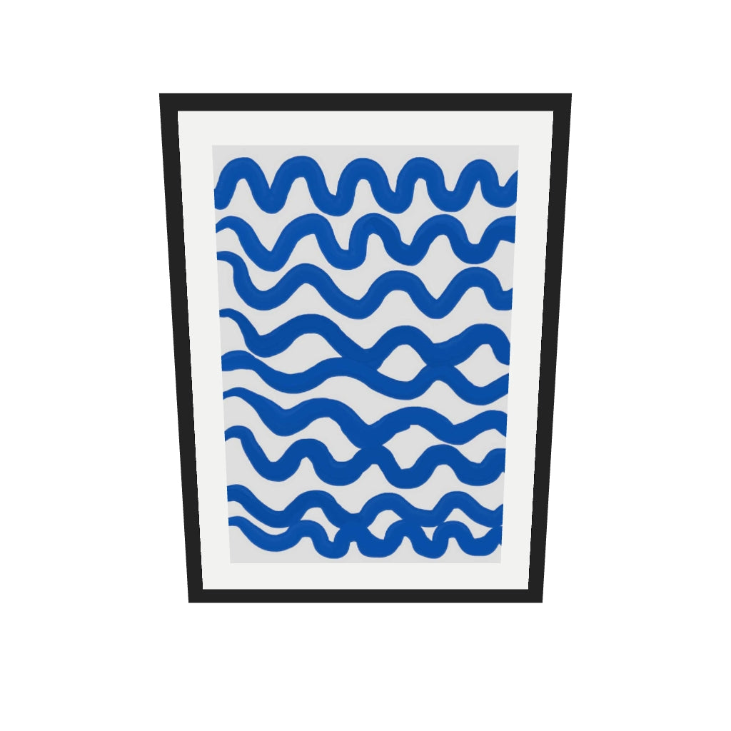 [ah-ar-v1:e3e745c304f497545dba81de] Blue Waves Art Print — 50 x 70 cm, black frame (AR scale)