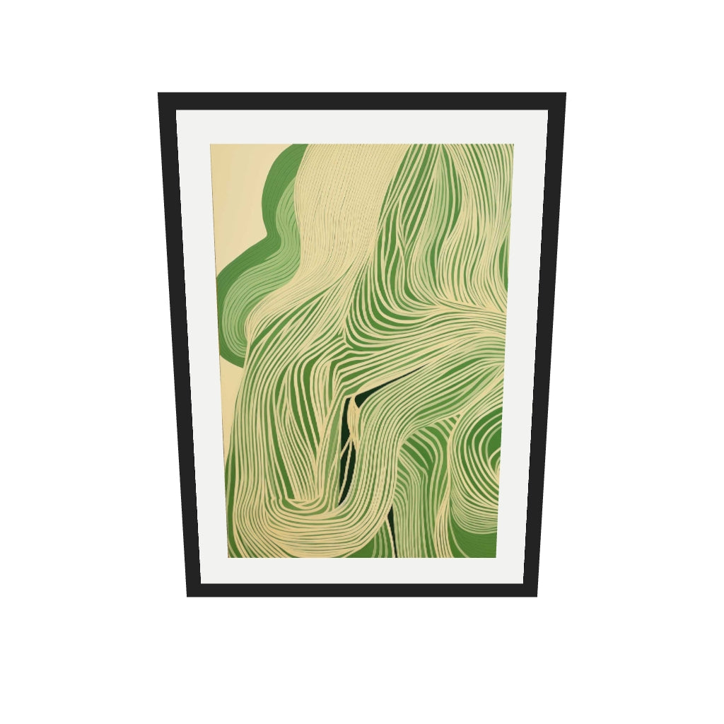 [ah-ar-v1:ac2cda3d88d450b8c928a6ee] Green Wave II Art Print — 50 x 70 cm, black frame (AR scale)