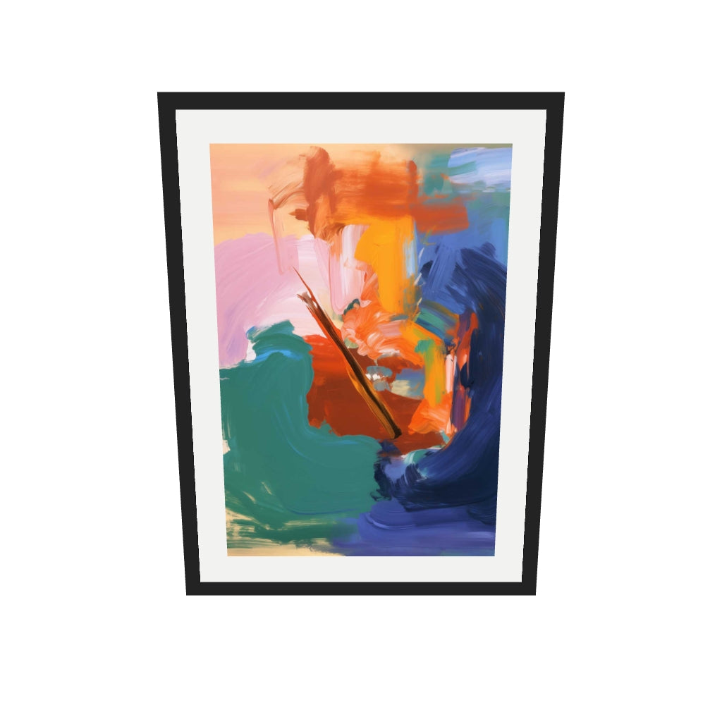 [ah-ar-v1:e37c00dc010f83bec2c25a7d] Vivid Abstract Colour III Art Print — 50 x 70 cm, black frame (AR scale)