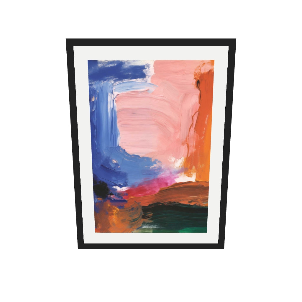 [ah-ar-v1:d359fb8fd72f6353f4abcb7d] Vivid Abstract Colour Art Print — 50 x 70 cm, black frame (AR scale)