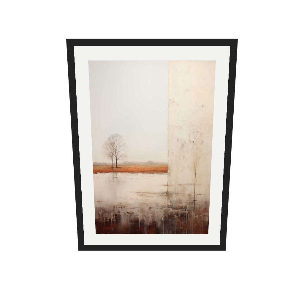 [ah-ar-v1:956e55f570affe9708fde26f] Abstract Landscape Art Print — 50 x 70 cm, black frame (AR scale)