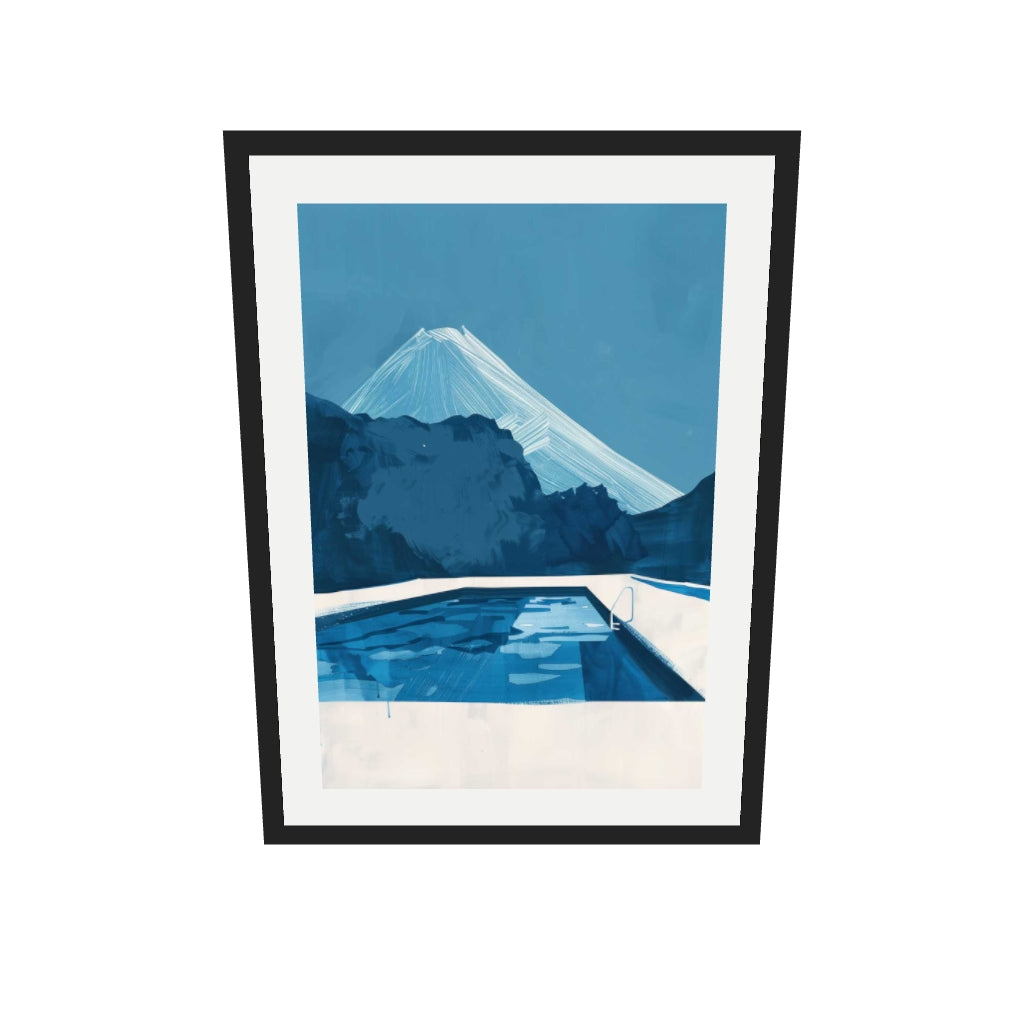 [ah-ar-v1:ffa684d27f91eb4c38b03a99] By The Pool Art Print — 50 x 70 cm, black frame (AR scale)