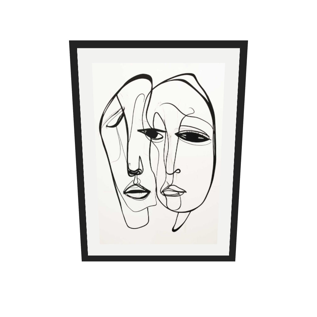 [ah-ar-v1:3241fa4687a5f8e6ef15440f] A Pair Of Faces Art Print — 50 x 70 cm, black frame (AR scale)