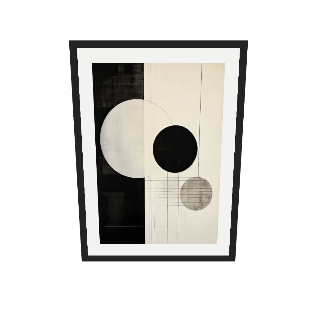 [ah-ar-v1:18b6f4120f030c22b54ddcd8] Mono Geometry Art Print — 50 x 70 cm, black frame (AR scale)