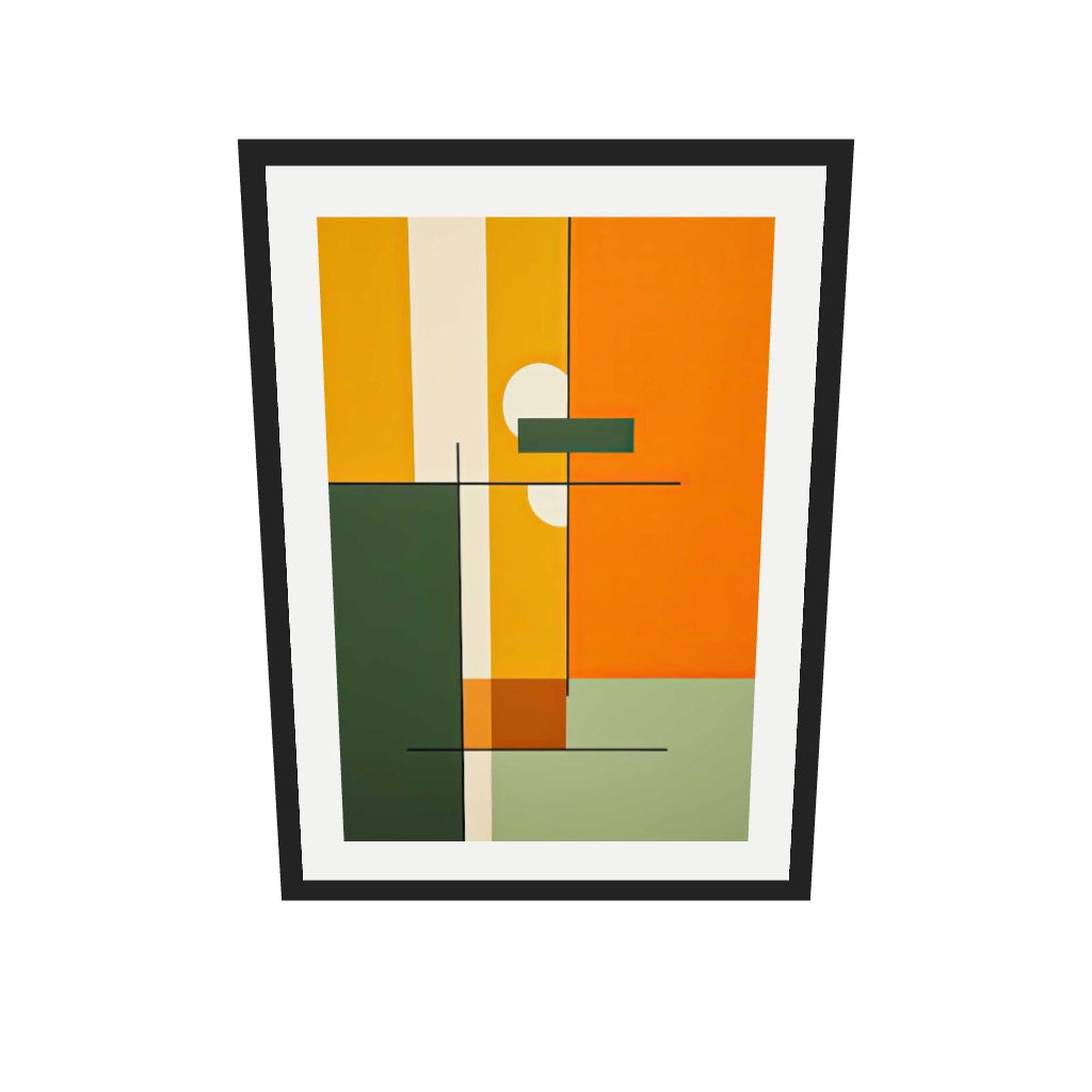 [ah-ar-v1:184214f99c5efa6234884da6] Retro Sage Abstract Art Print — 50 x 70 cm, black frame (AR scale)