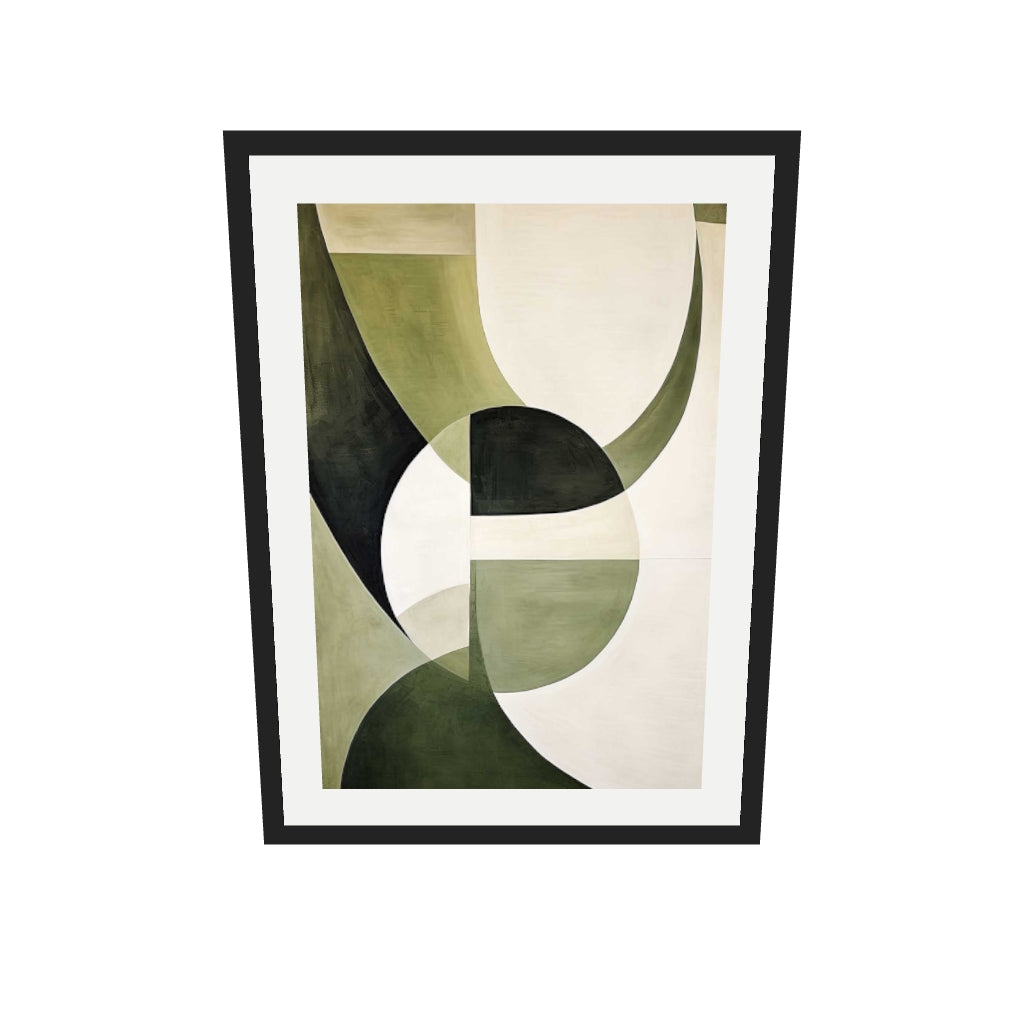 [ah-ar-v1:44d3ba64f8965e75bfcca064] Green Retro Shapes Art Print — 50 x 70 cm, black frame (AR scale)