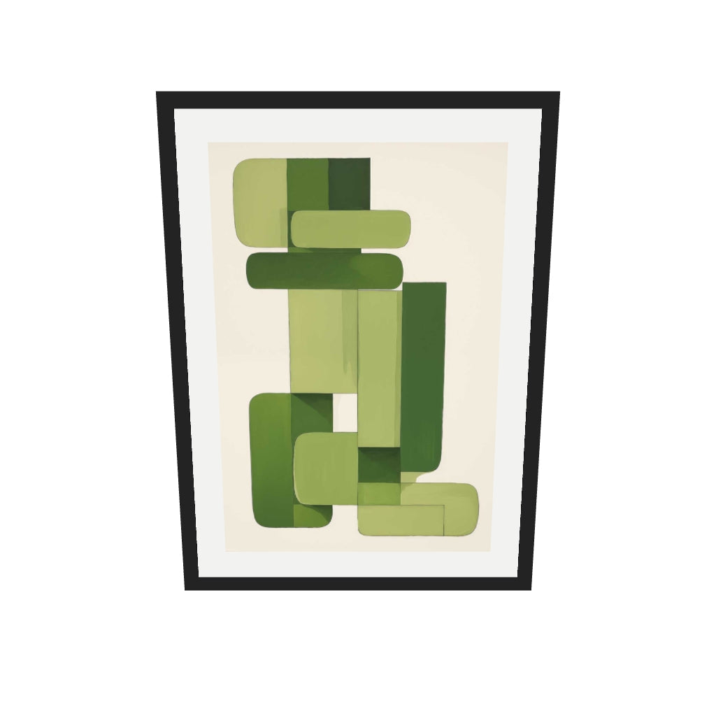 [ah-ar-v1:b4326564ca3f6bd82312f7a8] Green Blocks Art Print — 50 x 70 cm, black frame (AR scale)