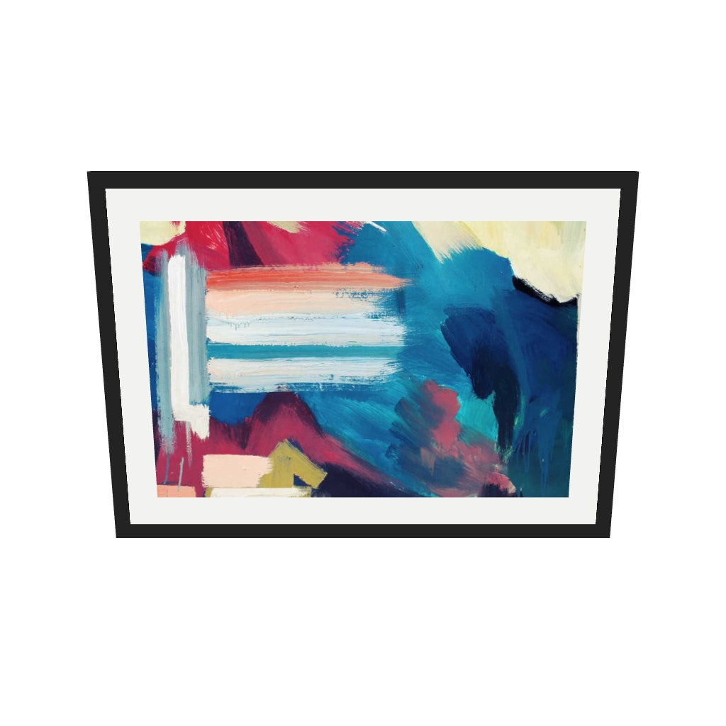 [ah-ar-v1:4fdb6e1842f286b5ff3152c5] Teal Abstract Wall Art Print — 50 x 70 cm, black frame (AR scale)