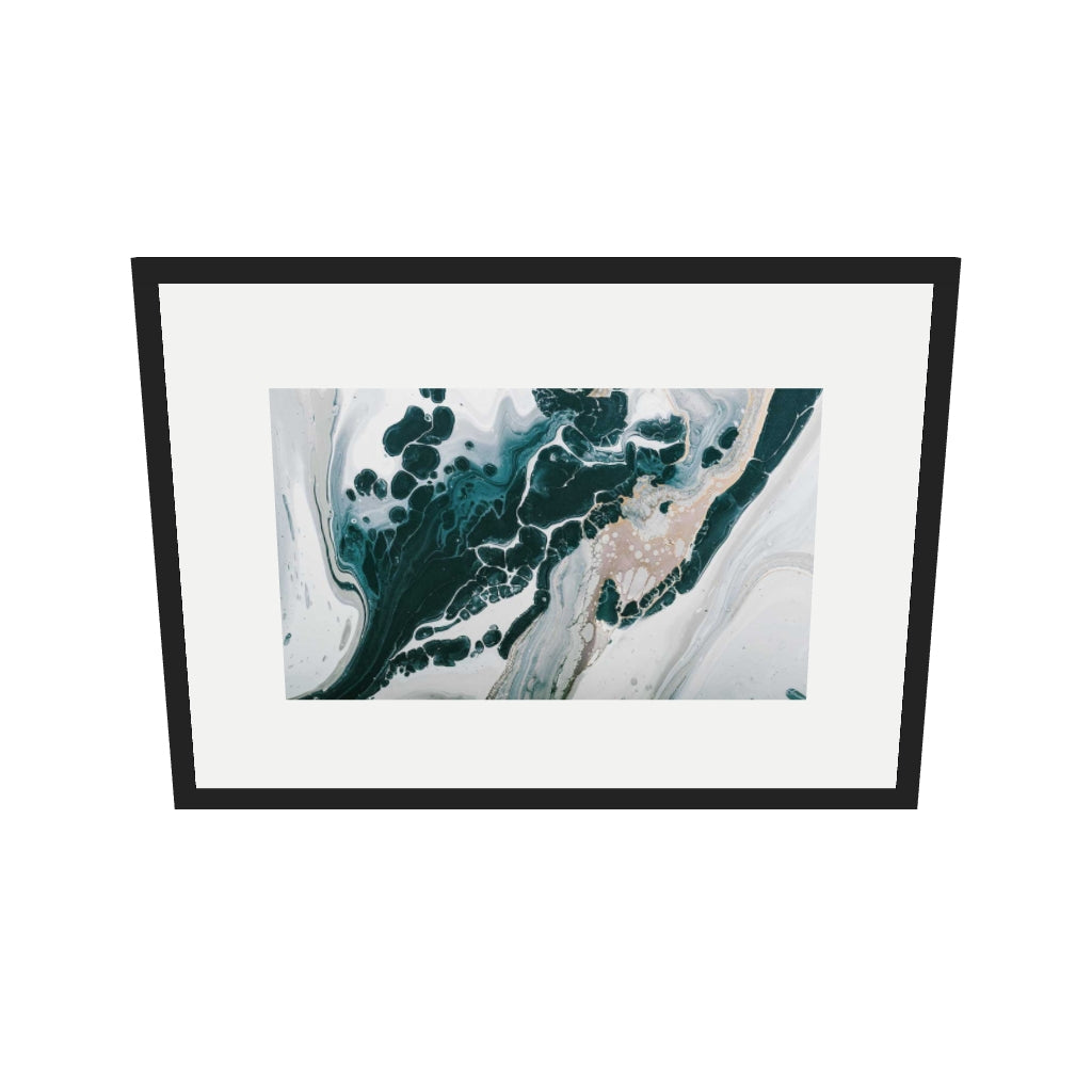 [ah-ar-v1:8fe9777db9865128519496c8] Teal Abstract Marble Wall Art Print — 50 x 70 cm, black frame (AR scale)
