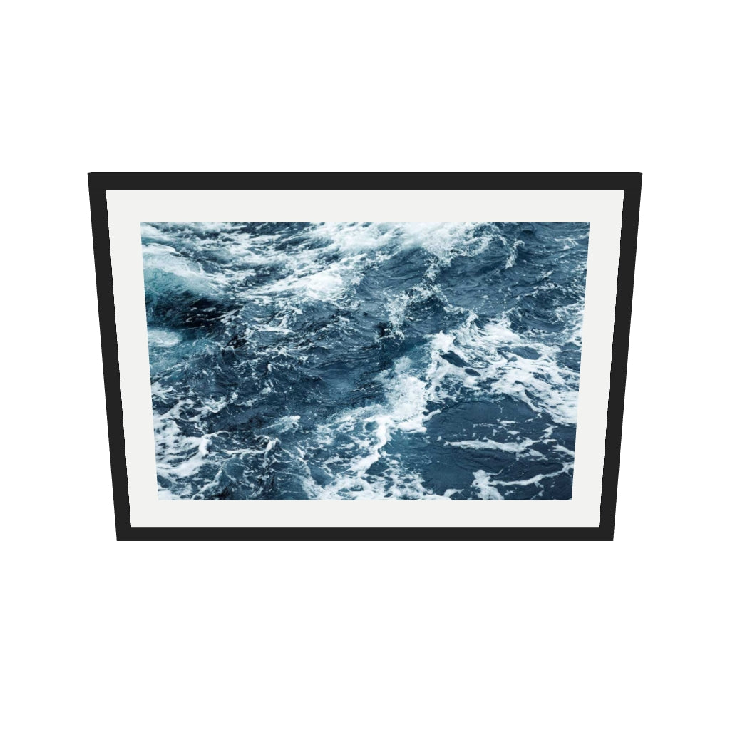 [ah-ar-v1:c8cf85f95626f45e5bd090b0] Ocean Waves Wall Art Print — 50 x 70 cm, black frame (AR scale)