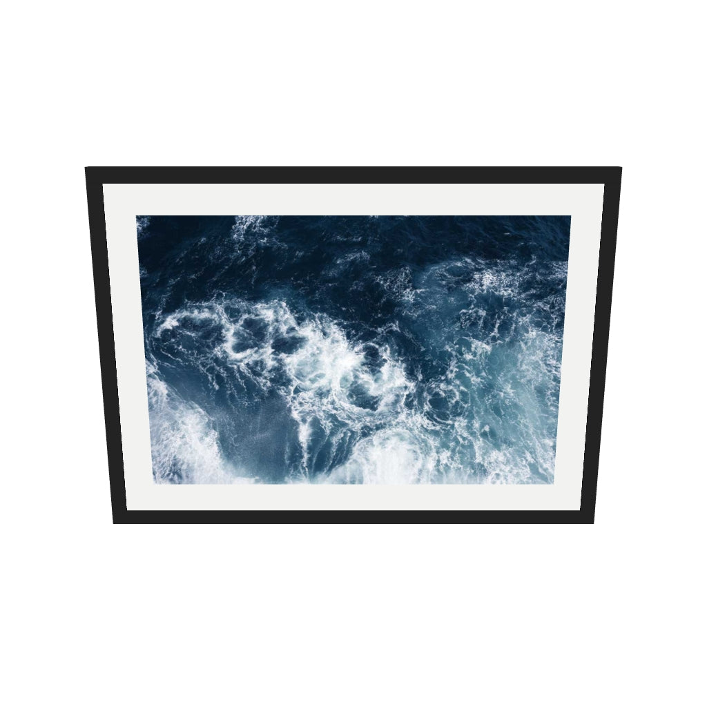 [ah-ar-v1:4b69f27e2f52b203d0dbd3c9] Sea Waves Wall Art Print — 50 x 70 cm, black frame (AR scale)