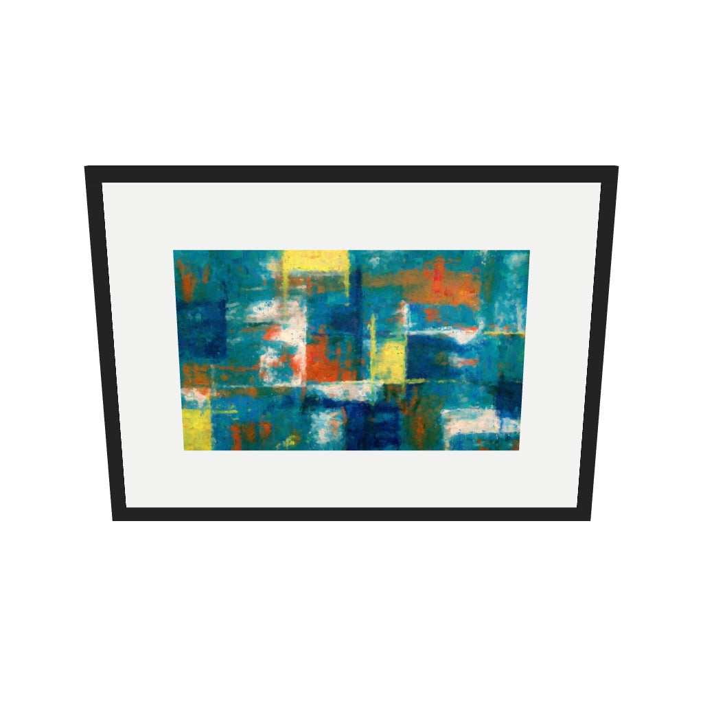 [ah-ar-v1:8019eb4ba50975fbf0f3e40d] Geometric Abstract Colours Art Print — 50 x 70 cm, black frame (AR scale)
