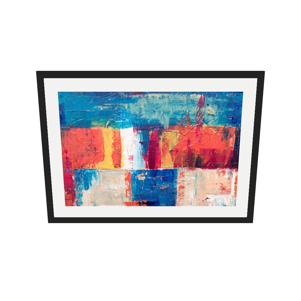 [ah-ar-v1:1b3090f1f9adcd24cea1c74a] Geometric Abstract Colours II Art Print — 50 x 70 cm, black frame (AR scale)