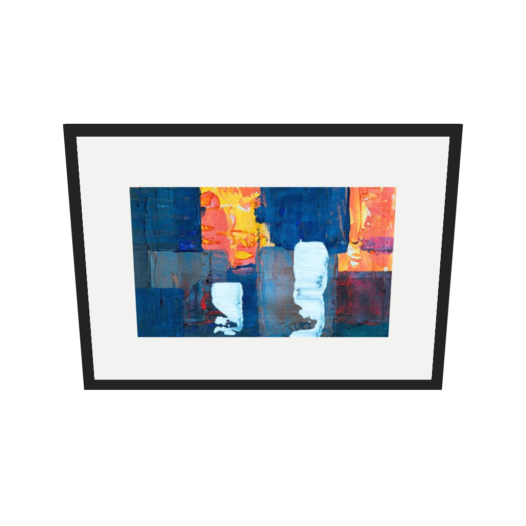 [ah-ar-v1:2c12282a72ec2958edd26de8] Navy & Red Abstract Art Print — 50 x 70 cm, black frame (AR scale)