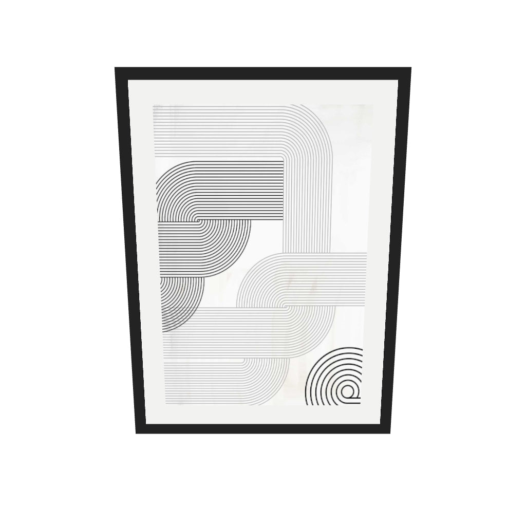 [ah-ar-v1:193d6a6ff7483a7bab797c42] Retro Pattern Art Print — 50 x 70 cm, black frame (AR scale)