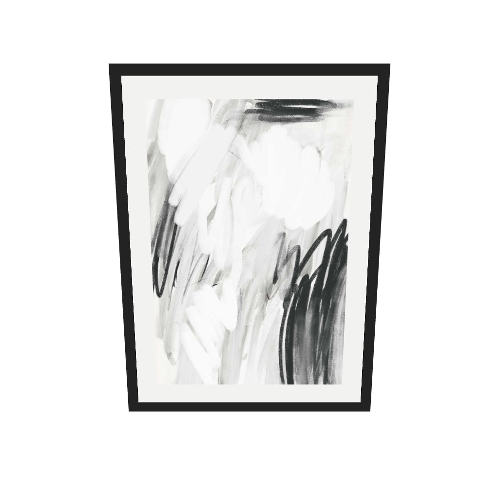 [ah-ar-v1:31d784cfdee3003ed04455bf] Abstract Monochrome Art Print — 50 x 70 cm, black frame (AR scale)