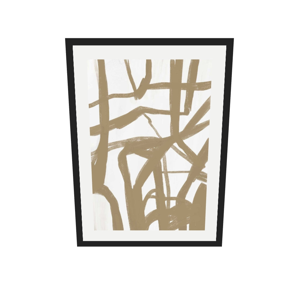 [ah-ar-v1:c735d0790ff5f4bcf713e7b9] Golden Strings Art Print — 50 x 70 cm, black frame (AR scale)