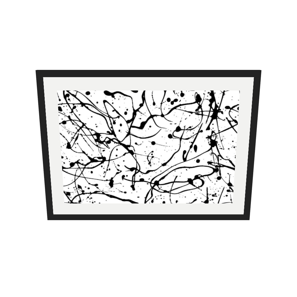[ah-ar-v1:b4023cce9fa29f080766f398] Monochrome Splatter II Art Print — 50 x 70 cm, black frame (AR scale)