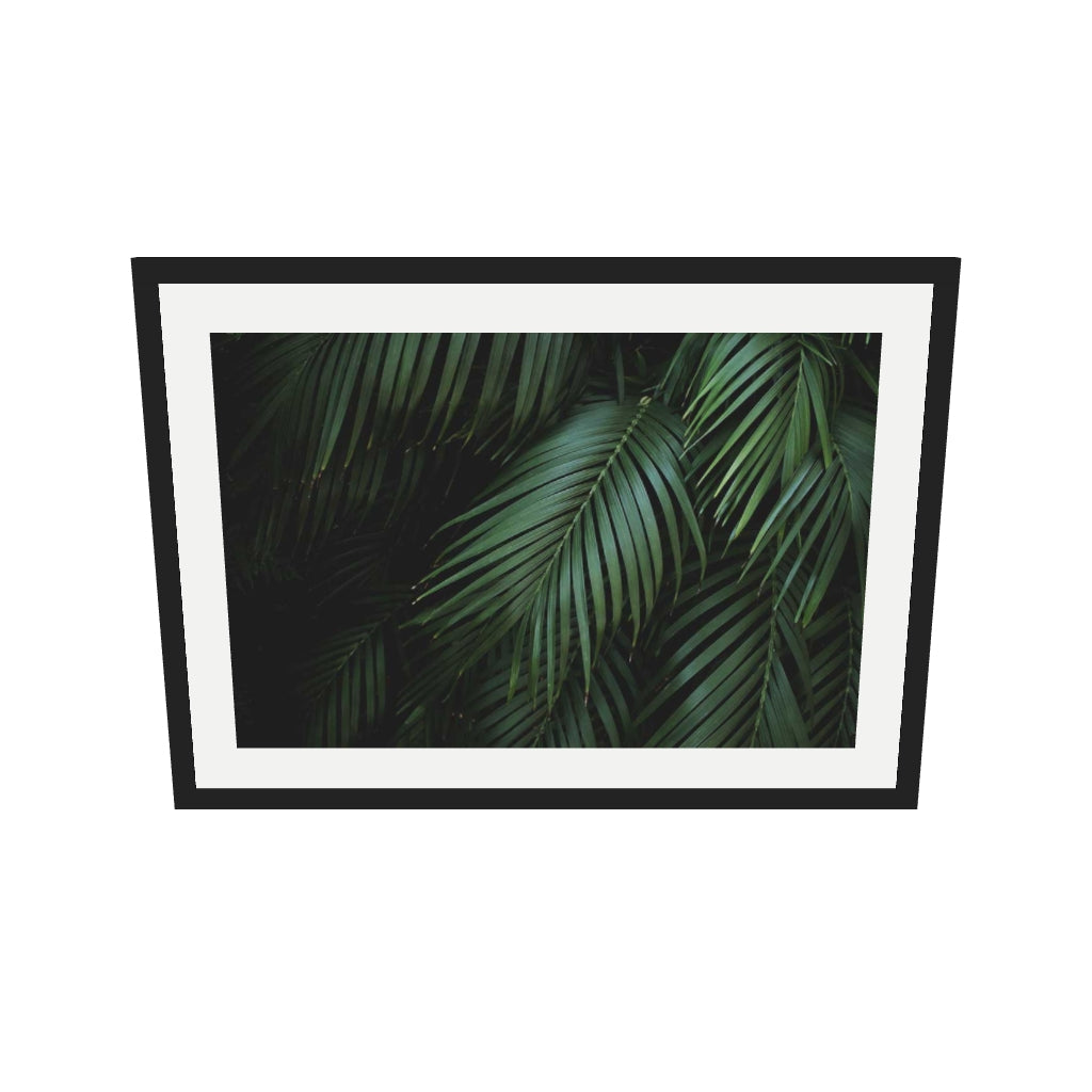 [ah-ar-v1:46104b138bda267cd6e1cc66] Dark Green Botanical Wall Art Print — 50 x 70 cm, black frame (AR scale)