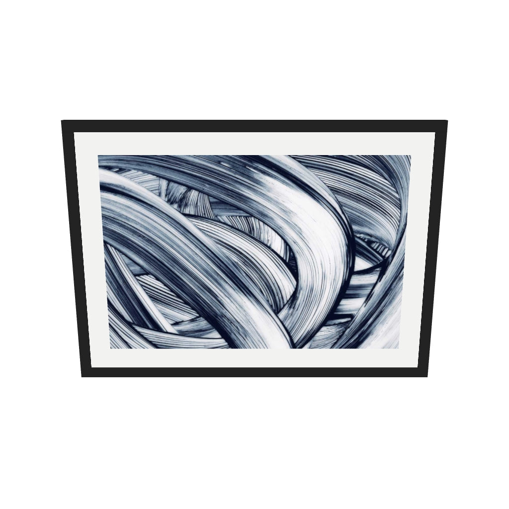 [ah-ar-v1:a32805ae002c2bb8f5ed2e53] Abstract Brushstrokes Art Print — 50 x 70 cm, black frame (AR scale)