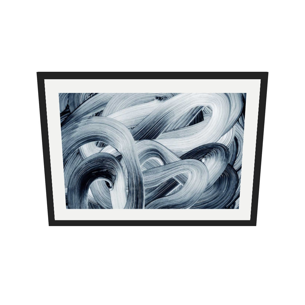 [ah-ar-v1:4170dd35e68139d96a2c803f] Abstract Brushstrokes II Art Print — 50 x 70 cm, black frame (AR scale)