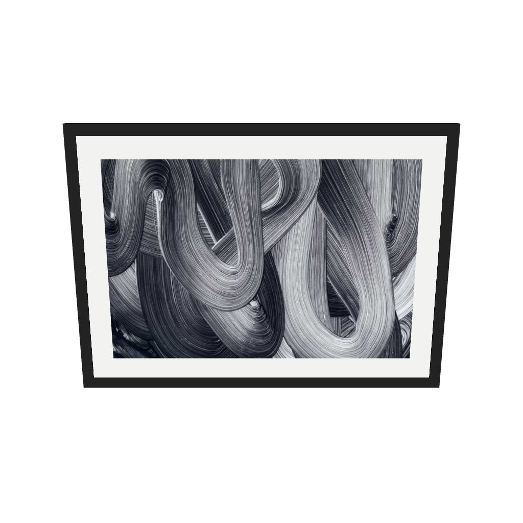 [ah-ar-v1:53638966b7ddf7d0ee5902da] Abstract Brushstrokes III Art Print — 50 x 70 cm, black frame (AR scale)