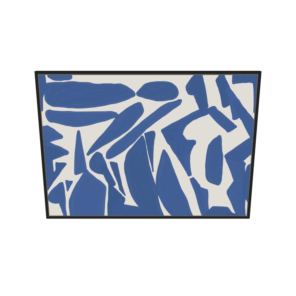 [ah-ar-v1:e163f940a54643b1b09f7c53] Blue Fragments Canvas Art — 70 x 100 cm, black frame (AR scale)