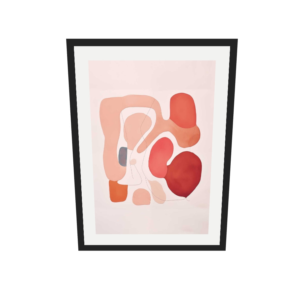 [ah-ar-v1:f7d5bac9f7da3a5404287c3f] Revolving Shapes In Red Art Print — 50 x 70 cm, black frame (AR scale)