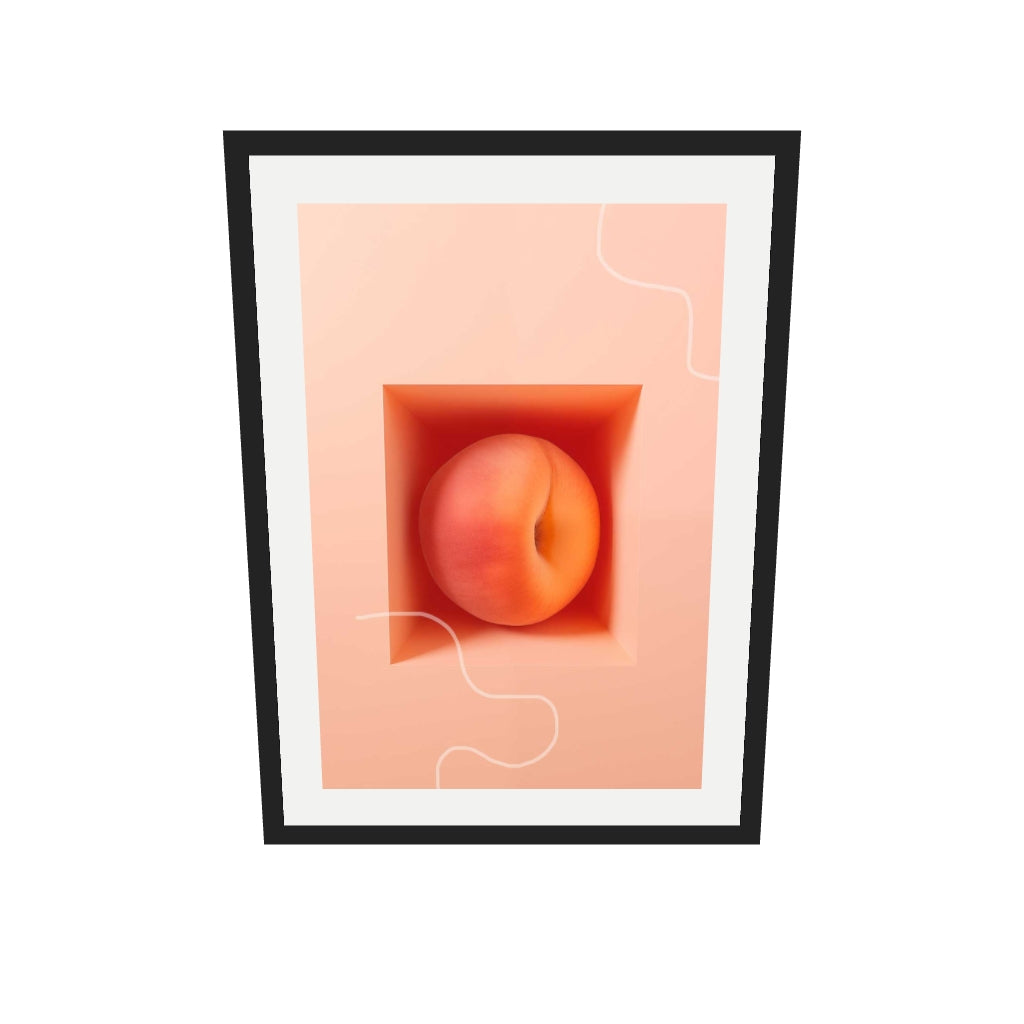 [ah-ar-v1:53a9cc63ae3420a8dc897a36] Peach Dreams Art Print — 50 x 70 cm, black frame (AR scale)