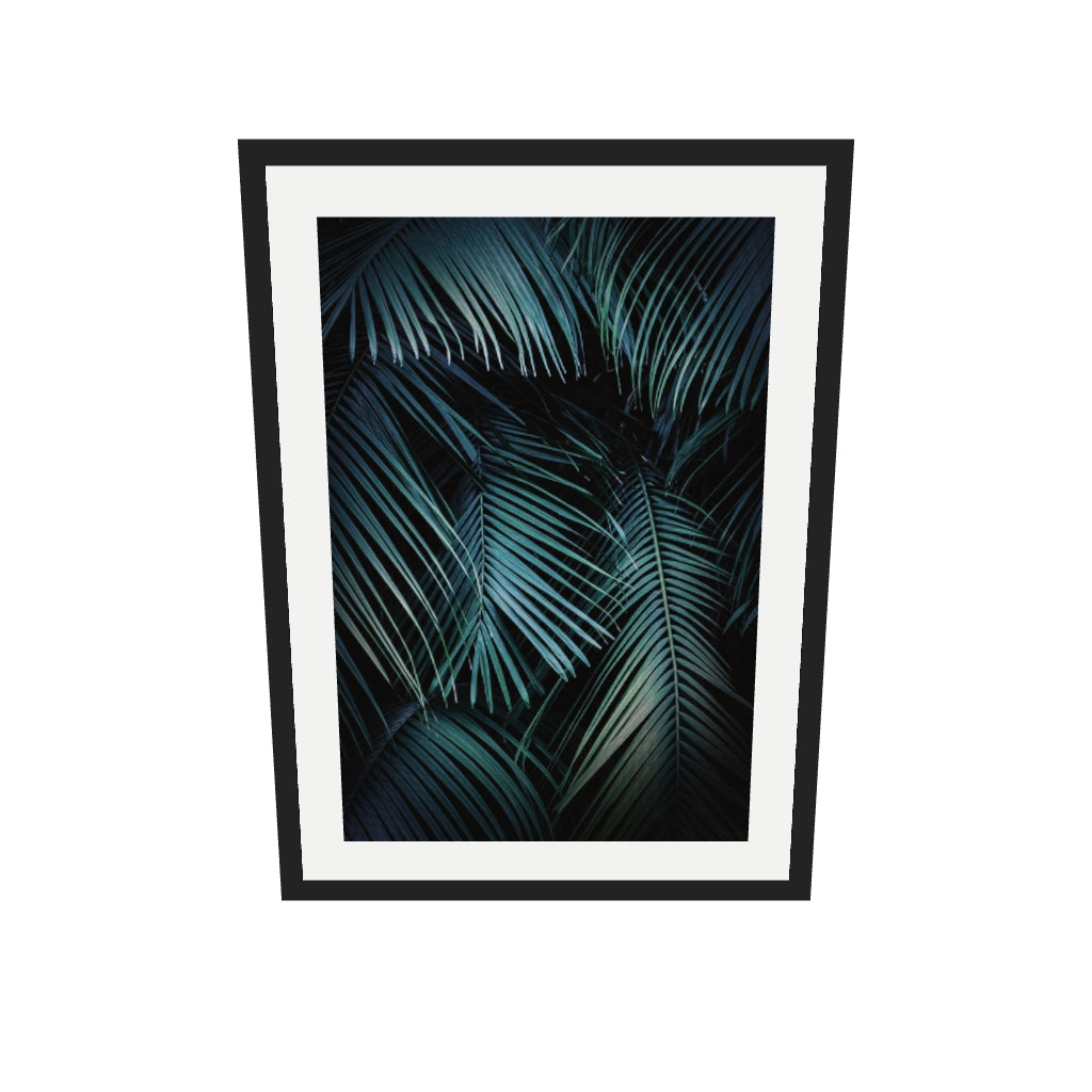 [ah-ar-v1:eb3c55d85d0527318cd276e6] Dark Green Botanical Wall Art Print — 50 x 70 cm, black frame (AR scale)