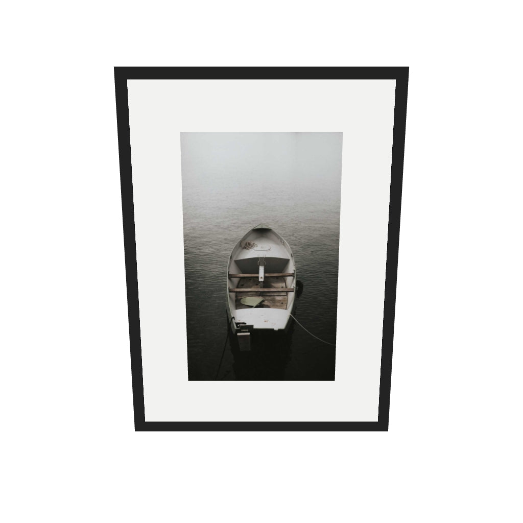 [ah-ar-v1:63e4b97a36ead67241c5b421] Drifting Boat Wall Art Print — 50 x 70 cm, black frame (AR scale)
