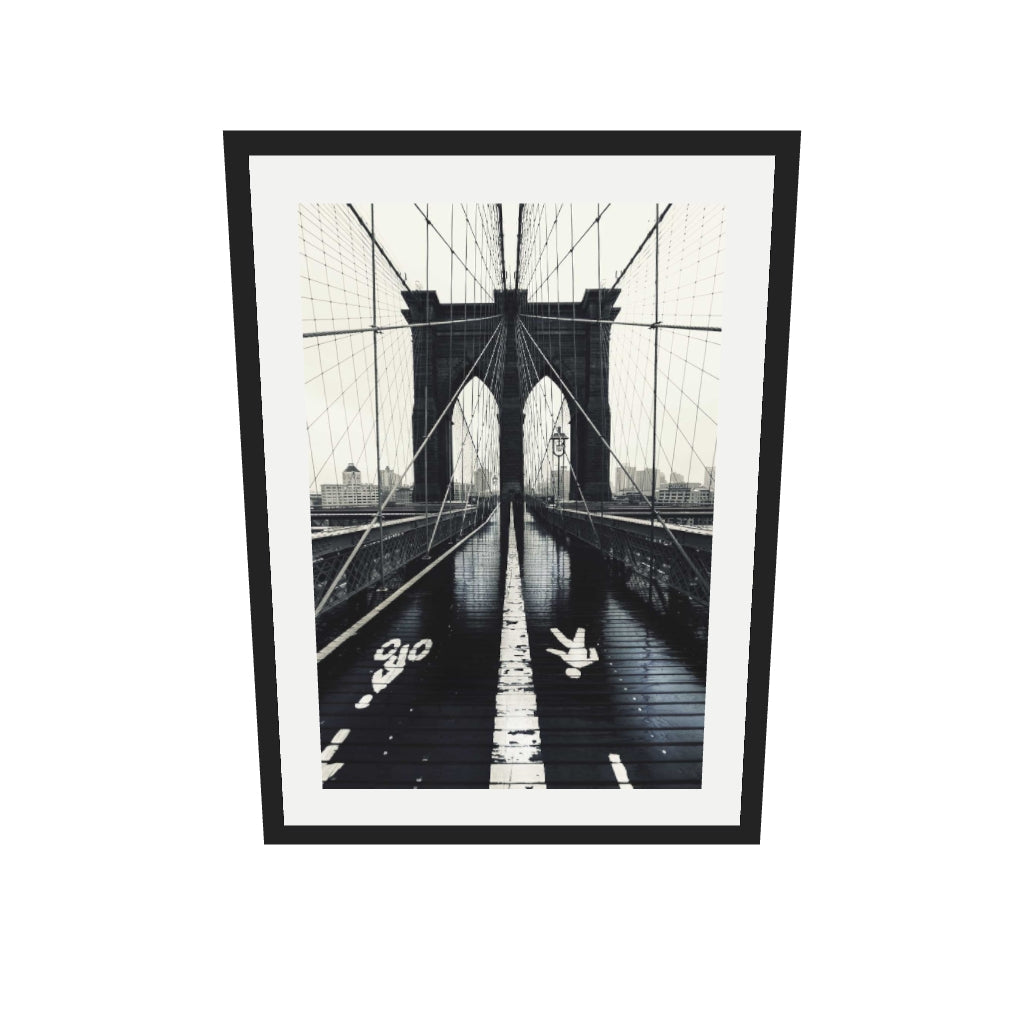 [ah-ar-v1:4f50d2731202246017cebc80] Brooklyn Bridge Wall Art Print — 50 x 70 cm, black frame (AR scale)
