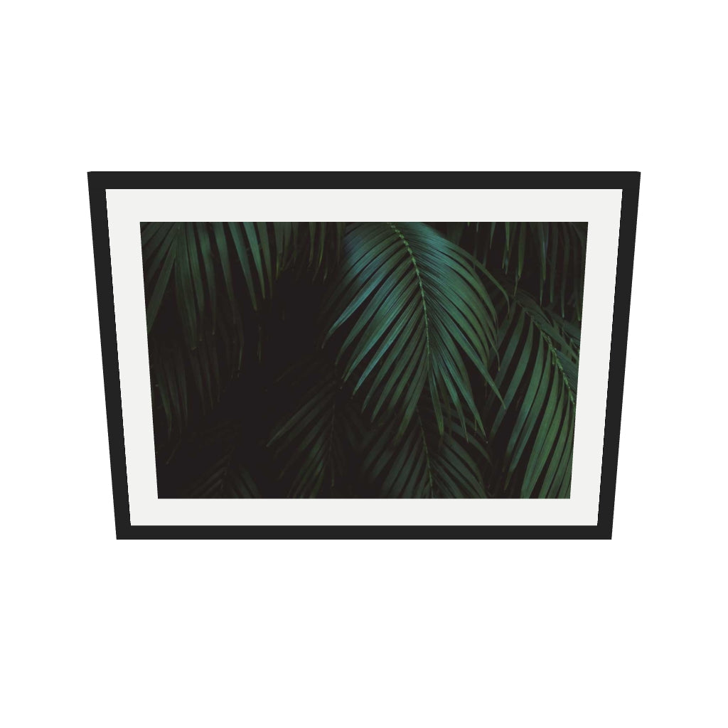 [ah-ar-v1:a609bb0e0dbcca6a2ebb184e] Leaves Portrait Wall Art Print — 50 x 70 cm, black frame (AR scale)