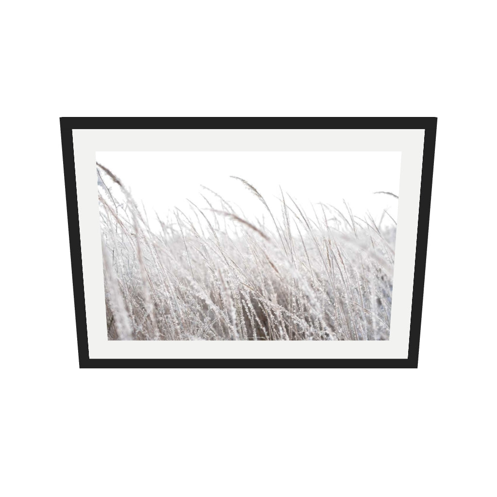 [ah-ar-v1:bb0b975e30e2322379420d66] Frozen Grass Wall Art Print — 50 x 70 cm, black frame (AR scale)