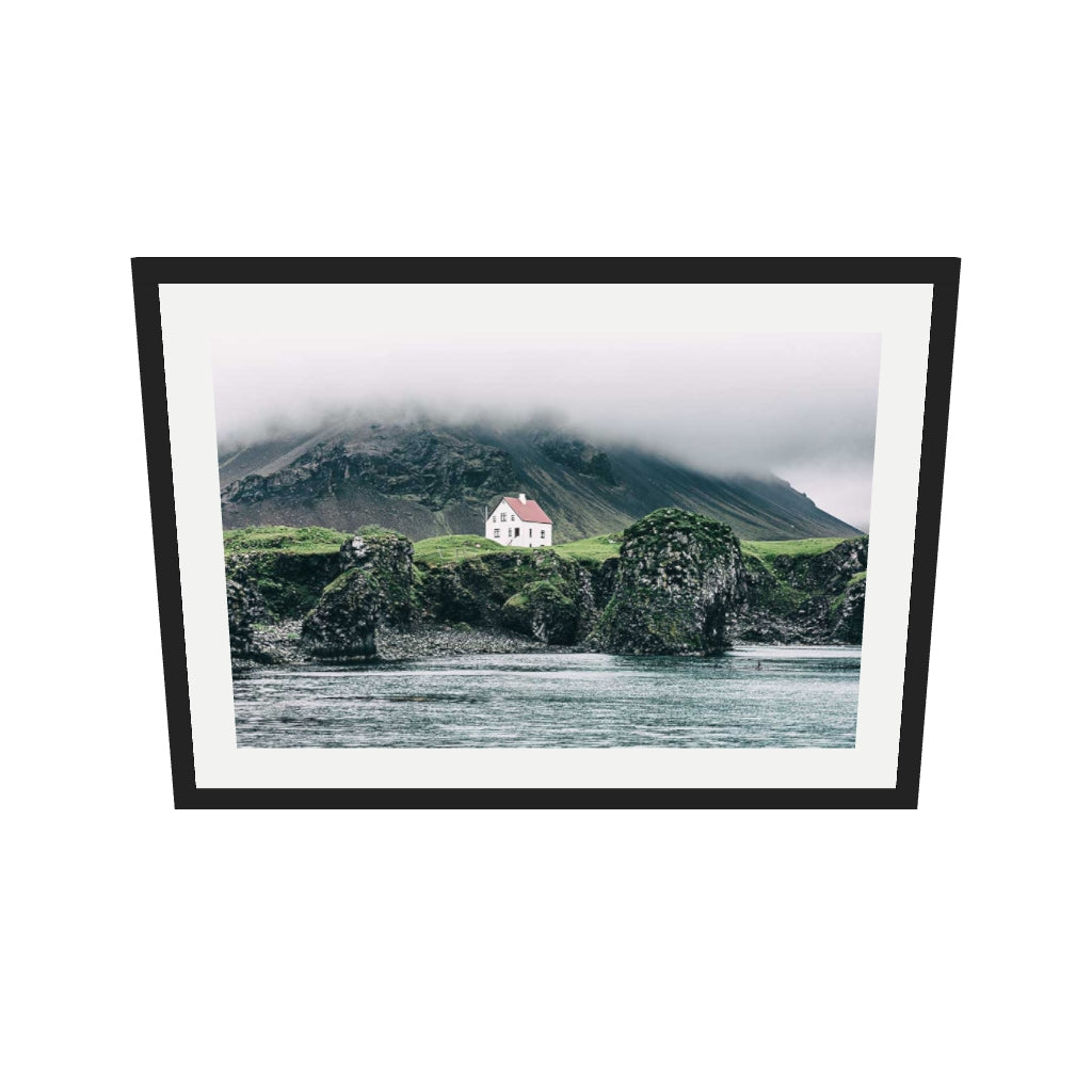 [ah-ar-v1:cfbfd0e0717250910e0741d4] House On The Shore Wall Art Print — 50 x 70 cm, black frame (AR scale)