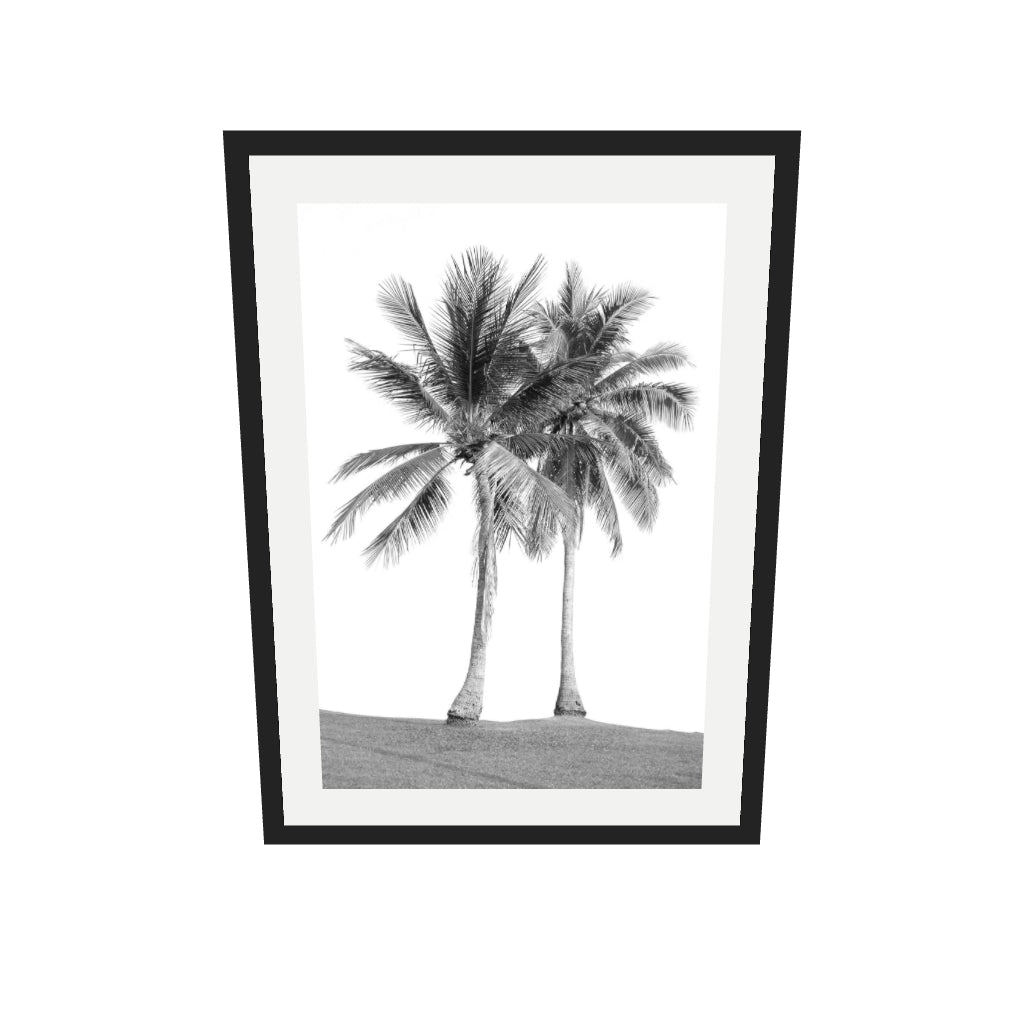 [ah-ar-v1:4c2cb18ca9d7adab2d181fd0] Monochrome Palms Wall Art Print — 50 x 70 cm, black frame (AR scale)