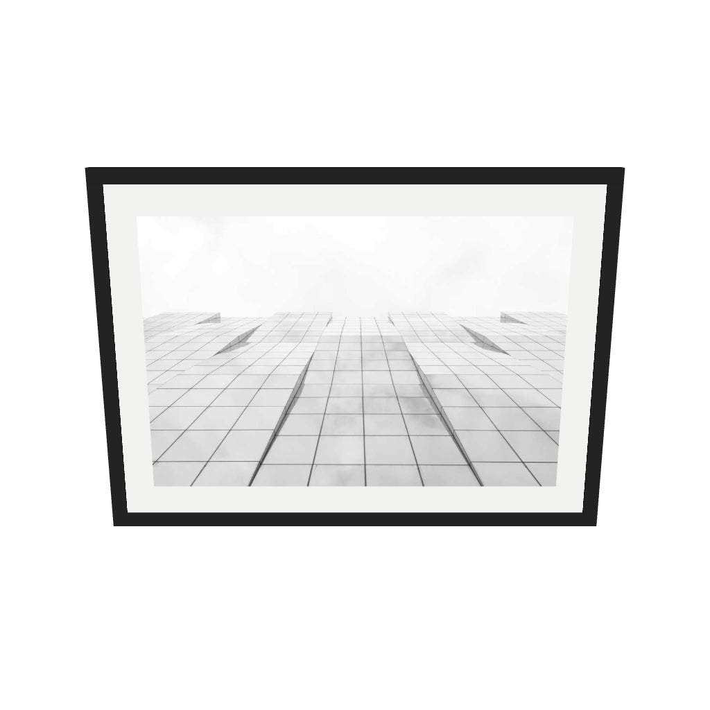 [ah-ar-v1:754c45b19bb58476369ad3aa] Architectural Geometry II Wall Art Print — 50 x 70 cm, black frame (AR scale)