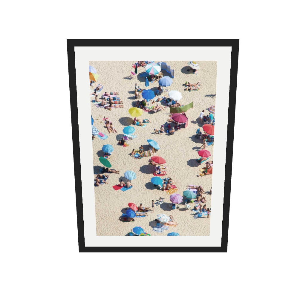 [ah-ar-v1:07bdb0660ef0f49fe31a8b7a] Beach Umbrella Wall Art Print — 50 x 70 cm, black frame (AR scale)