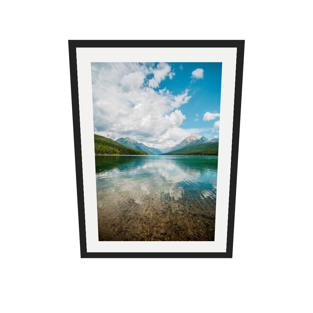 [ah-ar-v1:2932102fa7cb8d1129498078] Reflection Lake Art Print — 50 x 70 cm, black frame (AR scale)